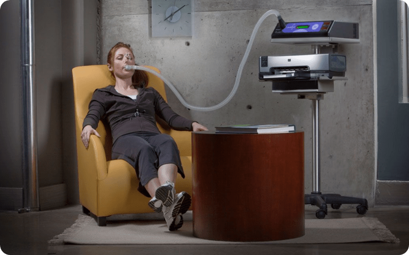 A female athlete getting a Resting Metabolic Rate Test in a London Fitness Lab