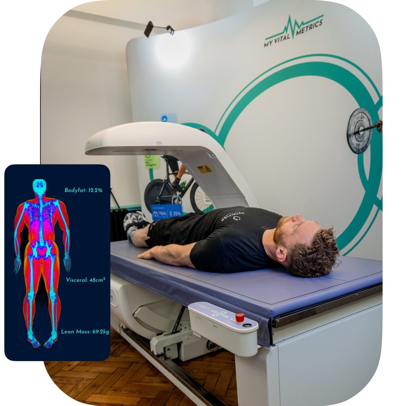 man lying on dexa scanner