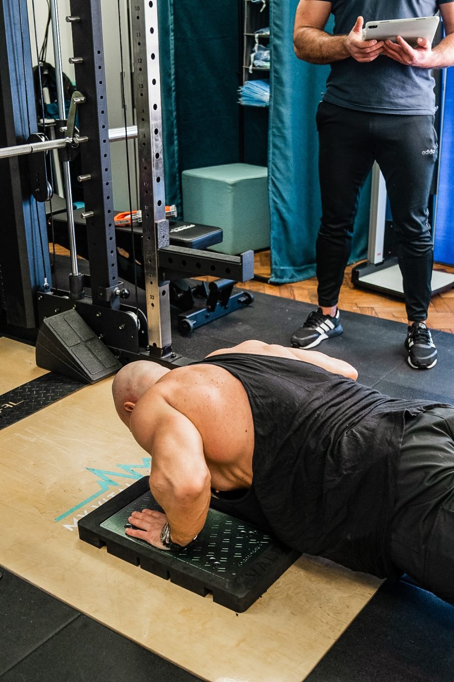 man lying on dexa scanner